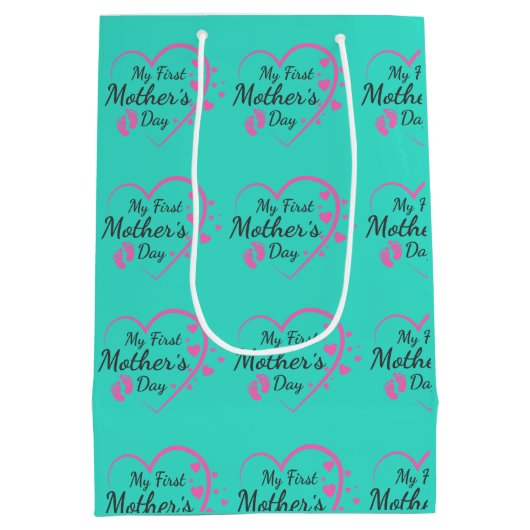 Eerste moederdag; roze; hart; medium cadeauzakje (Achterkant)