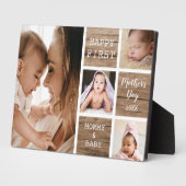 Eerste Moederdag Rustic Wood 4 fotocollage Fotoplaat (Zijkant)