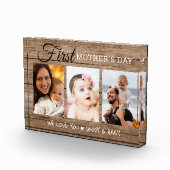 Eerste Moederdag Rustisch hout 3 Fotoblok (Rechts)