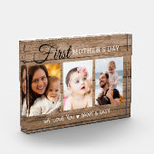 Eerste Moederdag Rustisch hout 3 Fotoblok (Links)