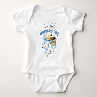 Eerste Moederdag Samen / Blauwe Matching outfit Romper