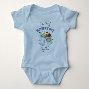 Eerste Moederdag Samen / Blauwe Matching outfit Romper