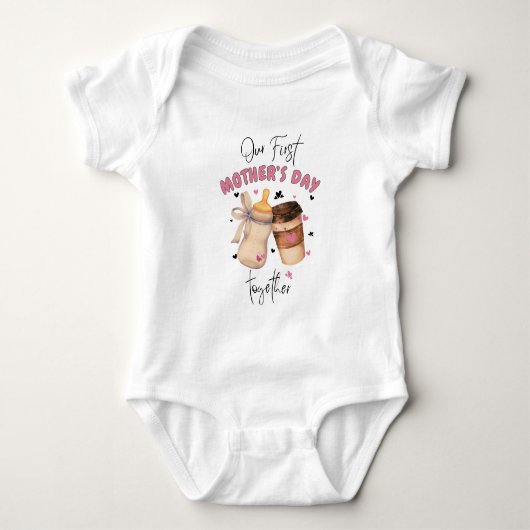 Eerste Moederdag Samen / Roze Matching outfit Romper (Voorkant)