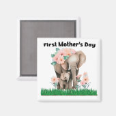 Eerste Moederdag schattige olifant Magneet (Voorkant / Achterkant)