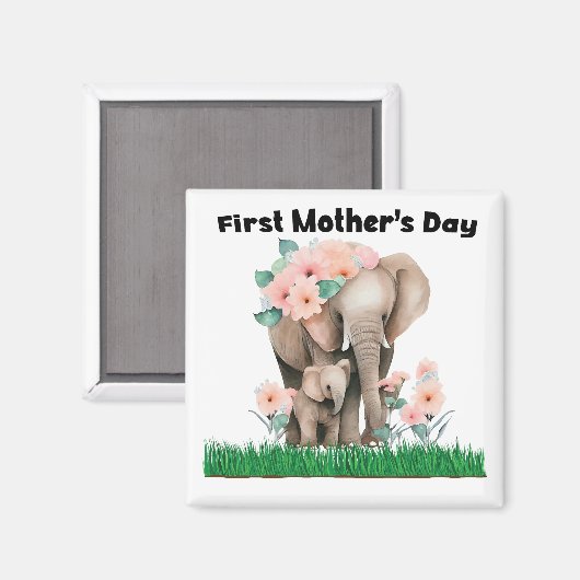 Eerste Moederdag schattige olifant Magneet (Voorkant / Achterkant)