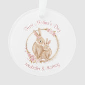 Eerste Moederdag Schattigee konijntjes baby meisje Ornament (voorkant)