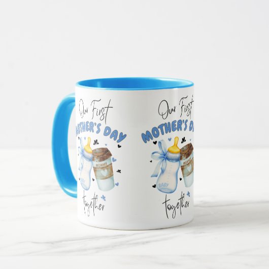 Eerste Moederdag Shirt 2025 /Blue Combo Mok (Voorkant links)