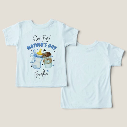 Eerste Moederdag Shirt 2025 /Blue Matching outfit (Ontwerp Voorkant & Achterkant)