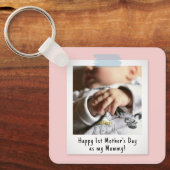 Eerste Moederdag Snapshot Style Photo Keepomwille Sleutelhanger (Voorkant)