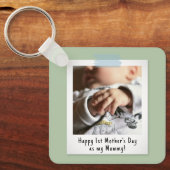 Eerste Moederdag Snapshot Style Photo Keepomwille Sleutelhanger (Voorkant)