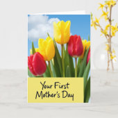 Eerste Moederdag Tulp kaart (Gele Bloem)