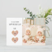 Eerste Moederdag Twins Photo Holiday Kaart (Staand voorkant)