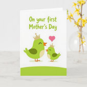 Eerste Moederdag Vogels Kaart (Gele Bloem)