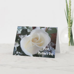 Eerste Moederdag voor Daughter-White Rose Kaart