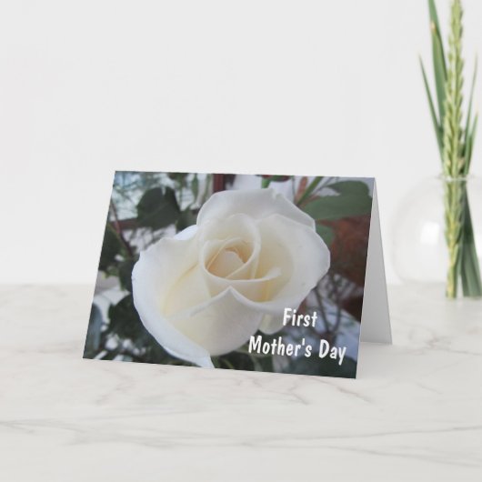 Eerste Moederdag-voor Daughter-White Rose Kaart (Voorkant)