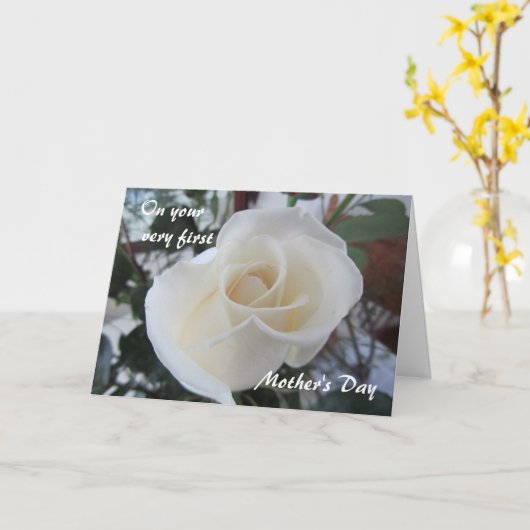 Eerste Moederdag-voor Daughter-White Rose Kaart (Gele Bloem)