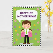 Eerste Moederdag vrolijke kaart (Gele Bloem)