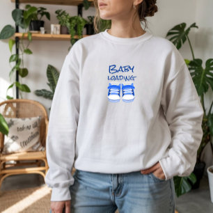Eerste Moederdag Zwangere blauwe babyschoenen Trui