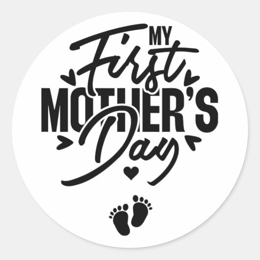 Eerste Moederdag Zwangerschap Mam Ronde Sticker (Voorkant)