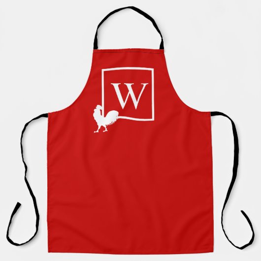 Eerste monogram kip country keuken schort (Voorkant)