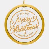 Eerste monogram M Kerstmis - Goud, Teal & Blauw Keramisch Ornament (Achterkant)