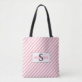 Eerste monogram naam roze en wit tote bag (Voorkant)
