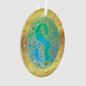 Eerste monogram S Kerstmis - Goud, Teal & Blauw Ornament (voorkant)