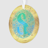 Eerste monogram S Kerstmis - Goud, Teal & Blauw Ornament (voorkant)