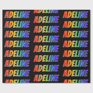 Eerste naam "ADELINE" in regenboogkleuren; Leuke e Cadeaupapier