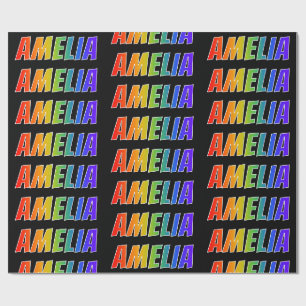 Eerste naam "AMELIA" in regenboogkleuren; leuk & k Cadeaupapier