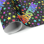 Eerste naam "CHRISTINE" + sterren regenboog Cadeaupapier (Rol Hoek)