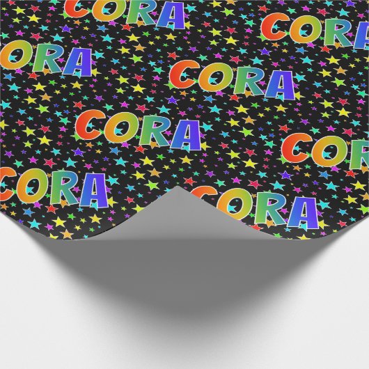 Eerste naam "CORA" + sterren regenboog Cadeaupapier (Hoek)