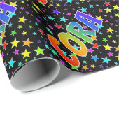 Eerste naam "CORA" + sterren regenboog Cadeaupapier (Rol Hoek)
