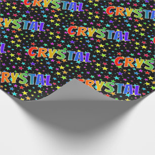 Eerste naam "CRYSTAL" + sterren regenboog Cadeaupapier