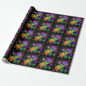 Eerste naam "HAILEY" + Vuurwerk regenboog Cadeaupapier (Uitgerold)