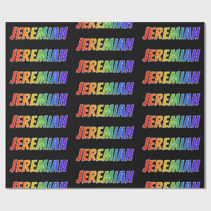 Eerste naam 'JEREMIAH' in regenboogkleuren; leuk e Cadeaupapier