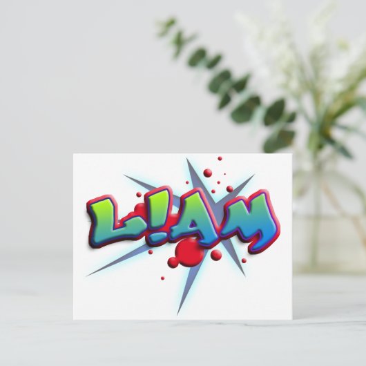 Eerste naam Liam met ! als i Briefkaart (Staand voorkant)