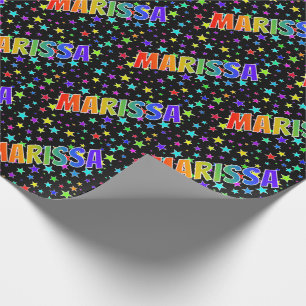Eerste naam "MARISSA" + Sterren regenboog Cadeaupapier