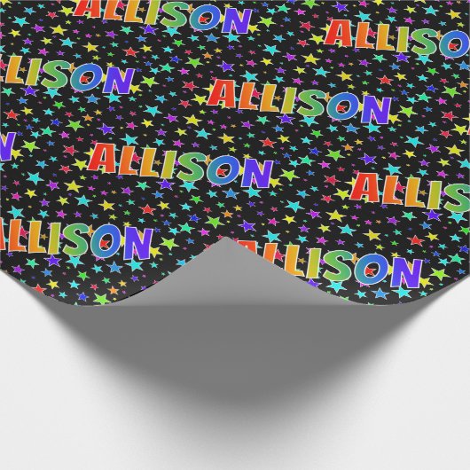 Eerste naam Regenboog "ALLISON" + Sterren Cadeaupapier (Hoek)