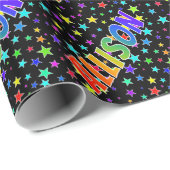 Eerste naam Regenboog "ALLISON" + Sterren Cadeaupapier (Rol Hoek)