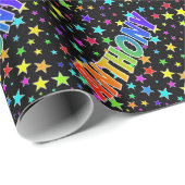 Eerste naam Regenboog "ANTHONY" + Sterren Cadeaupapier (Rol Hoek)