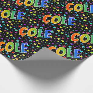Eerste naam Regenboog "COLE" + Sterren Cadeaupapier