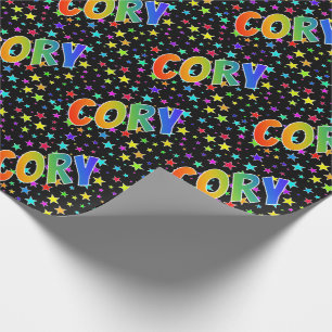 Eerste naam Regenboog "CORY" + Sterren Cadeaupapier