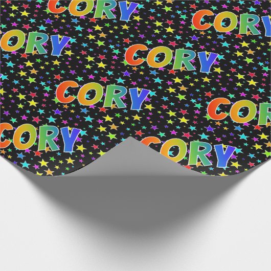 Eerste naam Regenboog "CORY" + Sterren Cadeaupapier (Hoek)