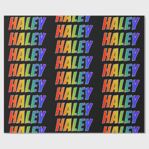 Eerste naam Regenboog "HALEY"; Leuk & Kleurrijk Cadeaupapier