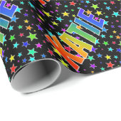 Eerste naam regenboog "KATIE" + sterren Cadeaupapier (Rol Hoek)
