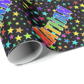 Eerste naam Regenboog "NATHAN" + Sterren Cadeaupapier (Rol Hoek)