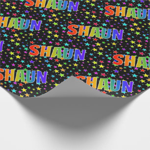 Eerste naam Regenboog "SHAUN" + Sterren Cadeaupapier