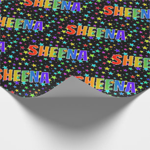 Eerste naam Regenboog "SHEENA" + Sterren Cadeaupapier