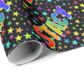 Eerste naam Regenboog "STACY" + Sterren Cadeaupapier (Rol Hoek)